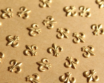 24 pc. Tiny Raw Brass Fleur de Lis Stampings: 7.5mm by 7.5mm - made in USA | RB-791