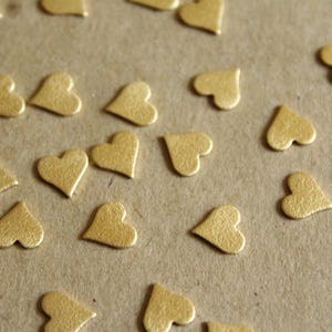 12 pc. Raw Brass Frosted Hearts: 8mm by 8mm made in USA RB-1053 image 1