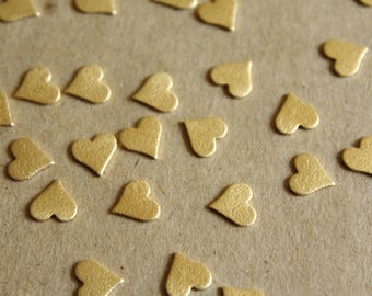 12 pc. Raw Brass Frosted Hearts: 8mm by 8mm - made in USA | RB-1053