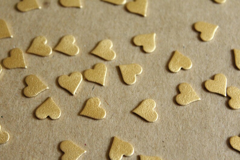 12 pc. Raw Brass Frosted Hearts: 8mm by 8mm made in USA RB-1053 image 1