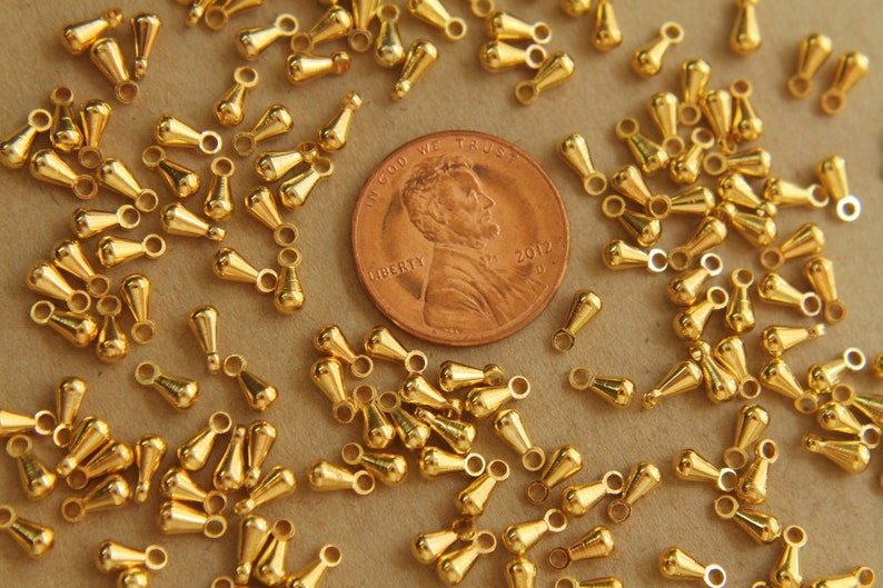 100 pc. Gold Plated Drop End Pieces FI-099 image 3