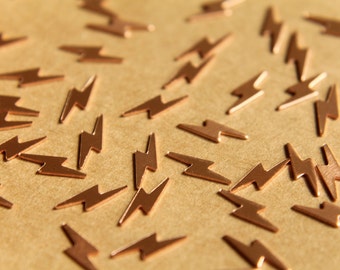 20 pc. Tiny Raw Copper Lightning Bolts: 10.5mm by 3.9mm - made in USA | RB-484