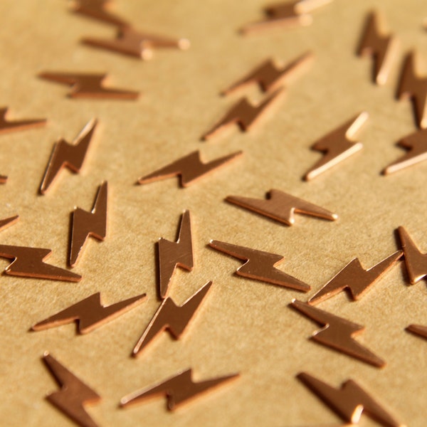 20 pc. Tiny Raw Copper Lightning Bolts: 10.5mm by 3.9mm - made in USA | RB-484