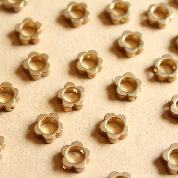 20 pc. Raw Brass Flower Beads, 7.5mm by 7.5mm | FI-473