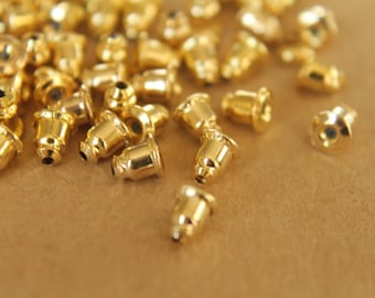 100 pc. Gold Plated Bullet Earnuts * Also available in 500 piece * | FI-114