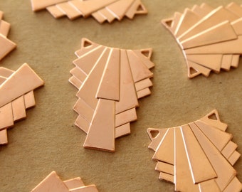 1 pc. Rose Gold Plated Brass Layered Geometric Connectors: 31mm by 22mm - made in USA Art Deco Style | ROS-016*