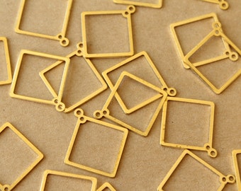 30 pc. Raw Brass Double Hole Rhombus Charms: 25mm by 23mm | MIS-498