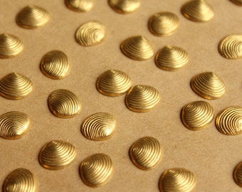 20 pc. Tiny Raw Brass Clam Shells: 10mm by 8.5mm - made in USA | RB-781