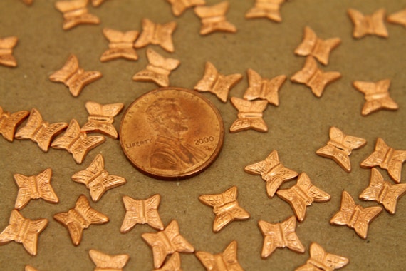 8 Pc. Tiny Raw Copper Butterflies: 7.5mm by 7mm - Made in