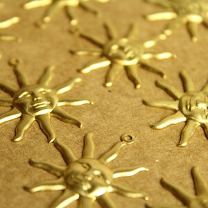 8 pc. Large Raw Brass Sun Charms: 29.5mm by 25.5mm made in USA RB-1281 image 3