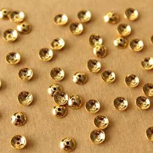 50 pc. Gold Plated Stainless Steel Bead Caps, 4mm  | FI-648