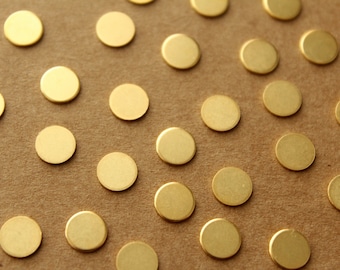 24 pc. Small Gold Plated Brass Circles: 6mm diameter - made in USA | GLD-013