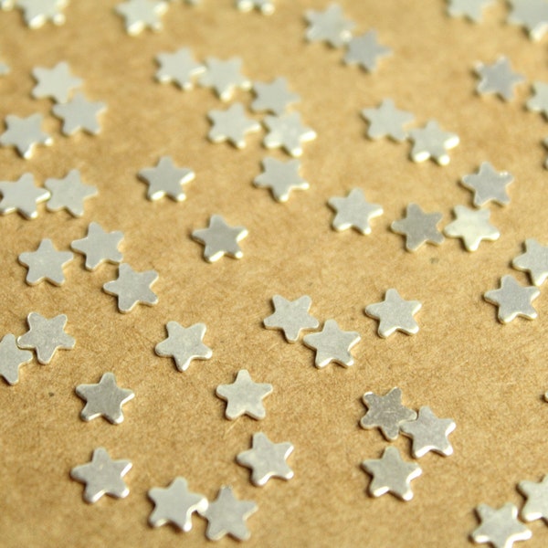 30 pc. Tiny Silver Plated Brass Stars: 5mm by 5mm - made in USA | SI-288