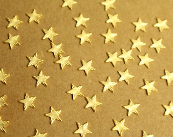 8 pc. Tiny Gold Plated Brass Textured Stars: 6.5mm diameter - made in USA | GLD-145