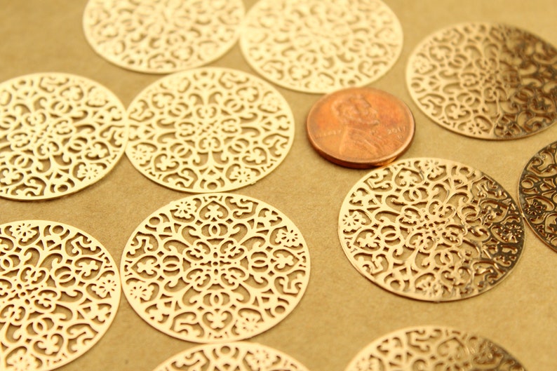 6 Pc. Laser Cut Gold Circle Shaped Filigree Drops 30mm in Etsy