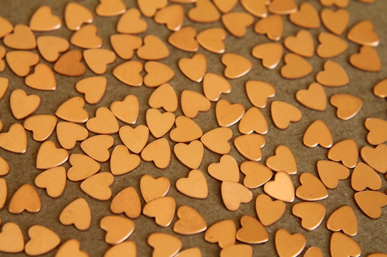 24 pc. Tiny Raw Copper Heart: 5mm by 6mm made in USA RB-273 image 1