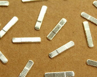 14 pc. Silver Plated Brass Bandage Stampings: 21mm by 4mm - made in USA | SI-079