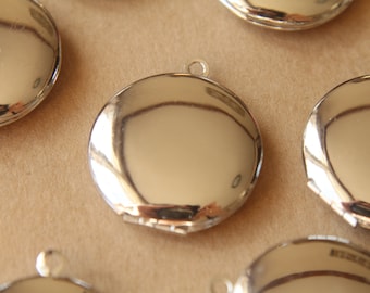 3 pc. Silver Plated Round Lockets 25mm x 28mm | LOC-036