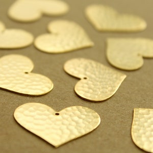 4 pc. Gold Plated Brass Hammered Heart Charms: 25mm by 20mm made in USA GLD-164 image 2