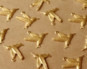 14 pc. Raw Brass Hummingbird Charms: 19mm by 16mm - made in USA | RB-746