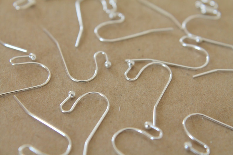 50 pc. Silver Plated Ball End Earwires 22mm long FI-065 image 2