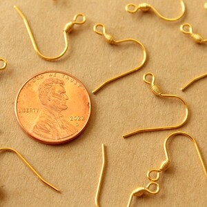 20 pc. Gold Stainless Steel Earwires 18mm long FI-673 image 3