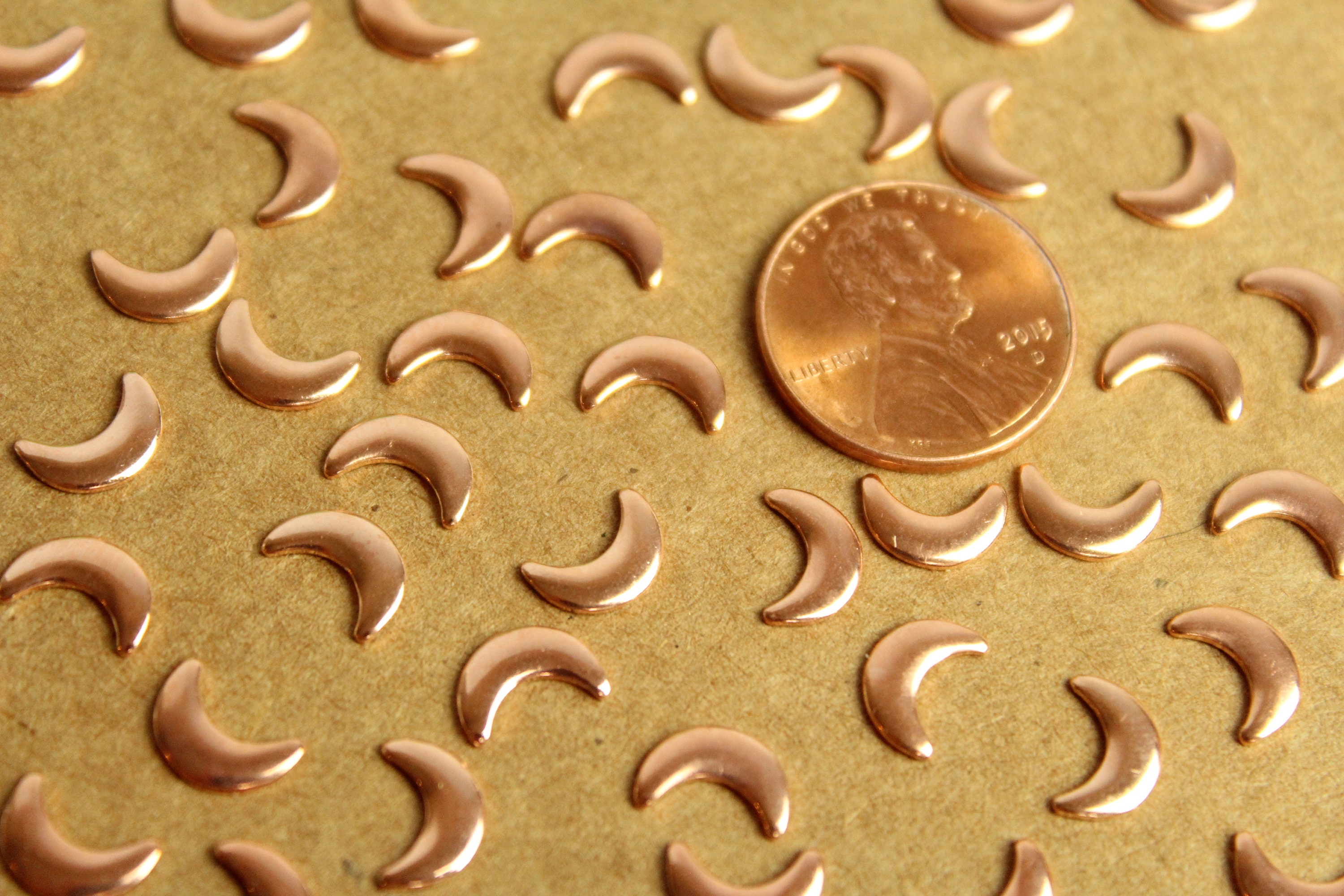 20 Pc. Tiny Rose Gold Plated Brass Rounded Moons: 7.5mm by 6mm - Made ...
