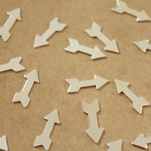 14 pc. Small Silver Plated Brass Arrows: 14mm by 5mm - made in USA | SI-149