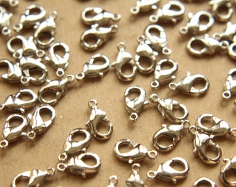 30 pc. Silver (Platinum Toned) Lobster Clasps, 7mm x 12mm | FI-208