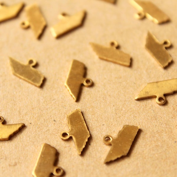 8 pc. Raw Brass Tennessee State Charms / Blanks: 12mm by 6.5mm - made in USA | RB-998