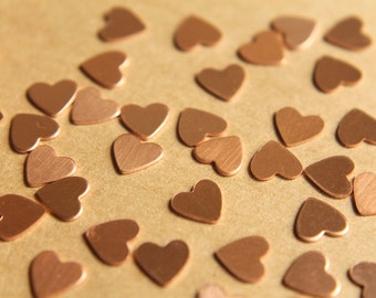20 pc. Tiny Raw Copper Heart: 7mm by 7mm - made in USA | RB-481