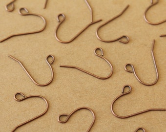 100 pc. Antique Copper Plated Iron Earwires 19mm by 16mm  | FI-624