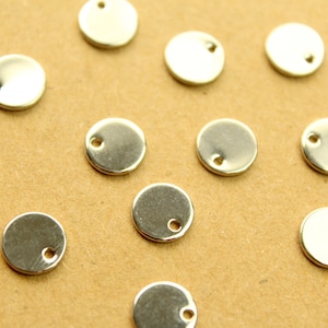12 pc. Platinum Plated Circle Charms, 8mm in diameter | FI-611