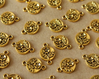 20 pc. Antique Gold Flower 2 Hole Connector Charms, 17mm x 11mm | MIS-244*