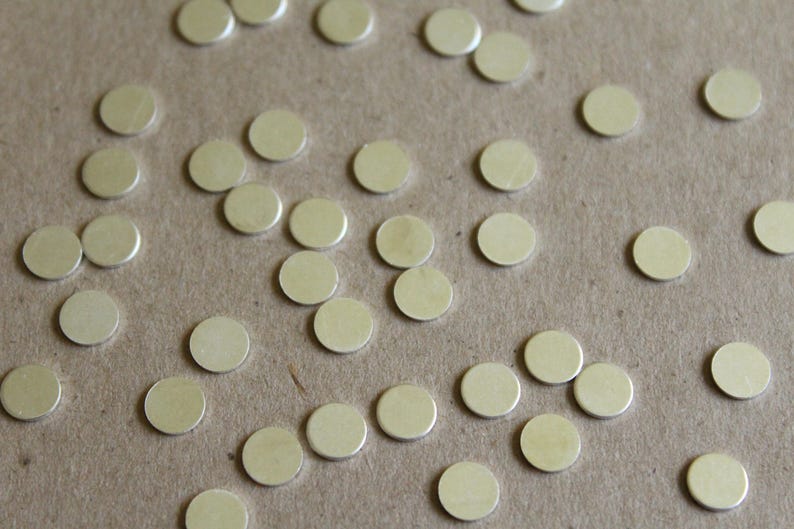 30 pc. Small Silver Plated Brass Circles: 6mm diameter made in USA SI-005 image 1