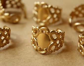 1 pc. Raw Brass Adjustable Filigree Rings | RB-558