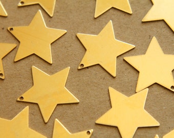 6 pc. Large Raw Brass Stars: 22mm by 22mm - made in USA | RB-149