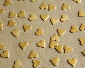 14 pc. Raw Brass Smooth Hearts: 8mm by 8mm - made in USA | RB-1052