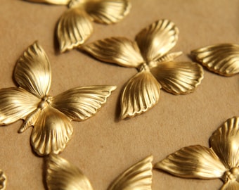 2 pc. Medium Raw Brass Butterflies: 26mm by 26mm - made in USA | RB-498