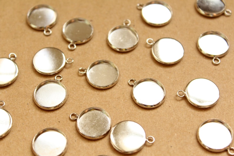 20 pc. Silver Round Cabochon Setting Pendant 12mm FI-311 image 1