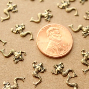 12 pc. Tiny Antique Brass Plated Mermaids: 13mm by 8mm made in USA AB-109 image 4