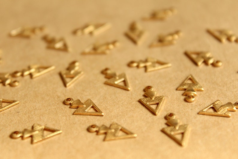 18 pc. Raw Brass Triangle Drops: 12mm by 7mm made in USA RB-803 image 3