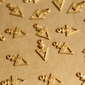 18 pc. Raw Brass Triangle Drops: 12mm by 7mm made in USA RB-803 image 1