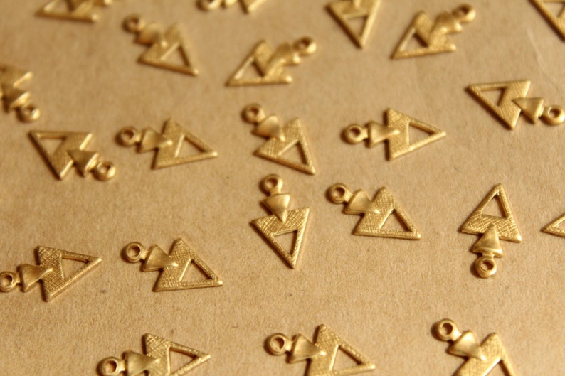 18 pc. Raw Brass Triangle Drops: 12mm by 7mm made in USA RB-803 image 1