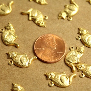20 pc. Raw Brass Sitting Cat Charms: 18mm by 14mm made in USA RB-1217 image 4
