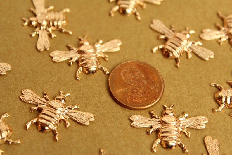 2 pc. Medium Rose Gold Plated Brass Queen Bees: 26mm by 16mm made in USA ROS-178 image 4