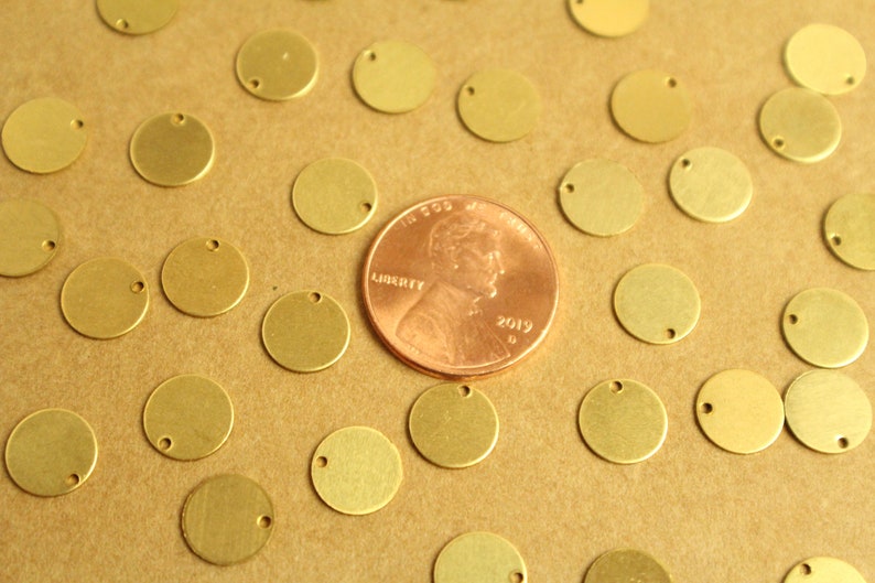 made in USA 16 pc RB-1312 Raw Brass Circle Charms: 8.5mm in diameter