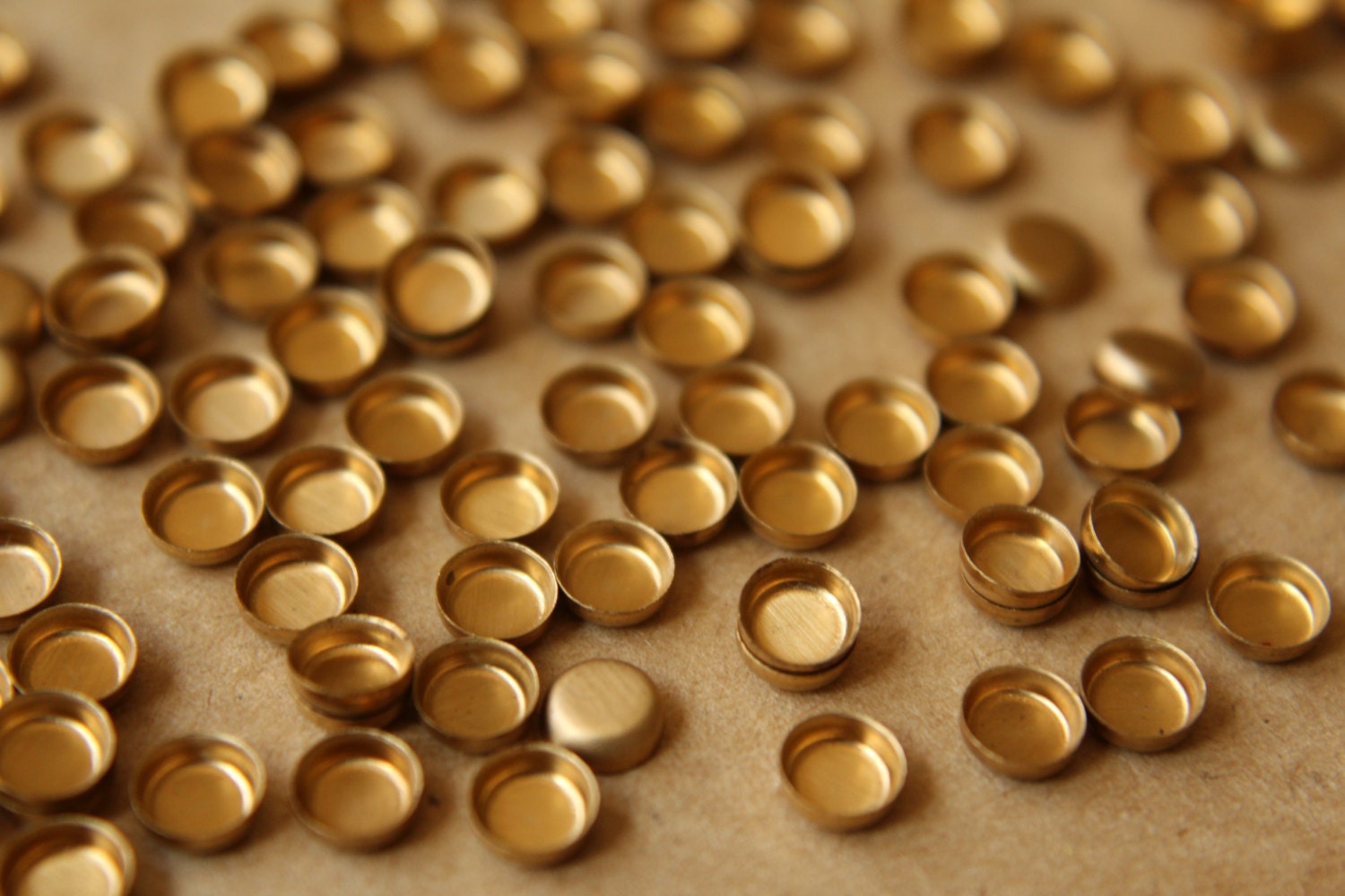 10 pc. Tiny Raw Brass Round Bezel Cups: 4.5mm diameter - made in USA…