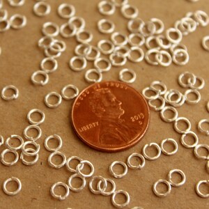 200 pc. 4mm Bright Silver Open Jumprings, 22 gauge FI-233 image 3