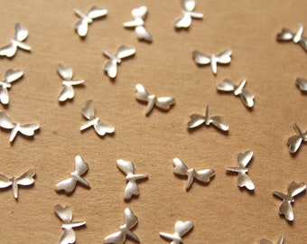 20 pc. Tiny Silver Plated Brass Dragonflies: 8mm by 5mm - made in USA | SI-184
